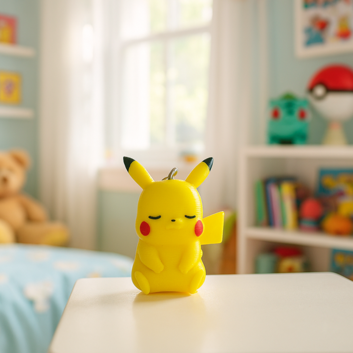 Breloczek Pikachu z Drukarki 3D – Kultowy Pokémon w Uroczej Pozycji