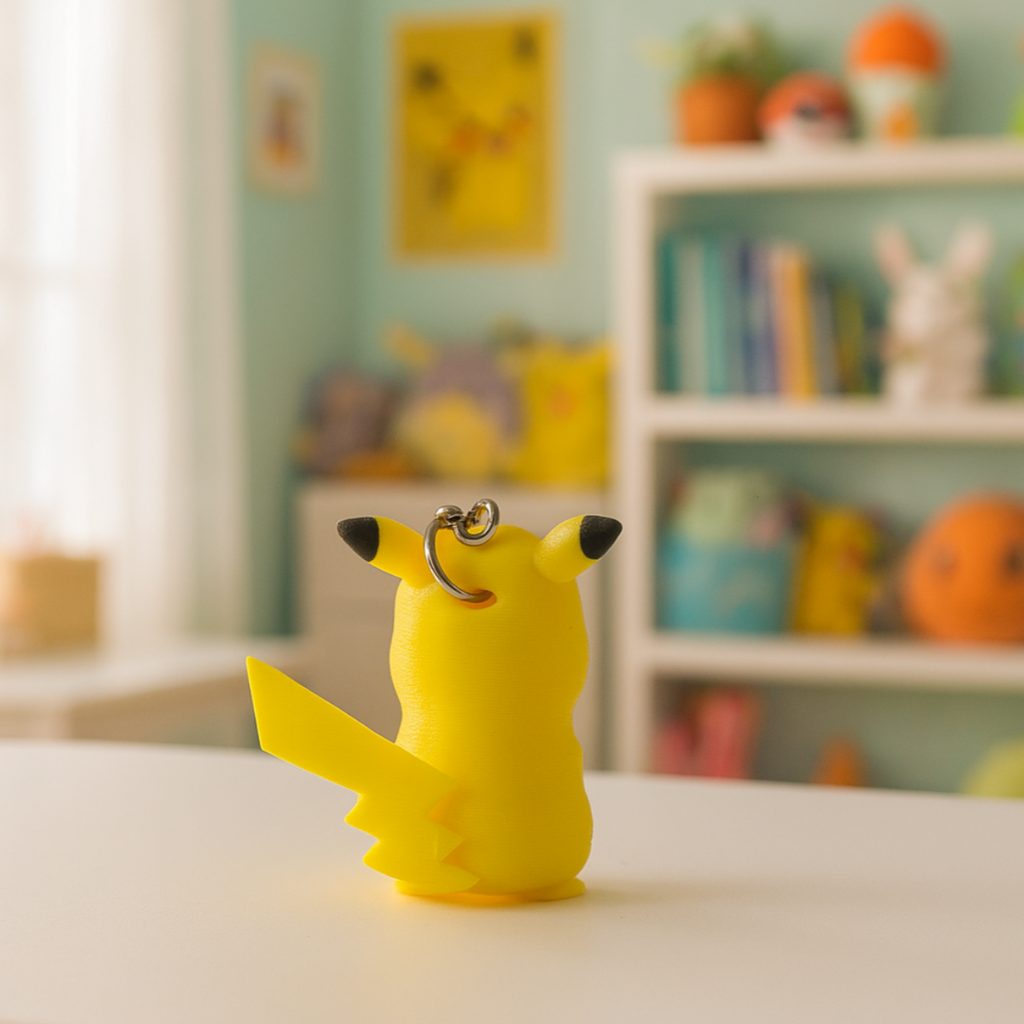 Breloczek Pikachu z Drukarki 3D – Kultowy Pokémon w Uroczej Pozycji
