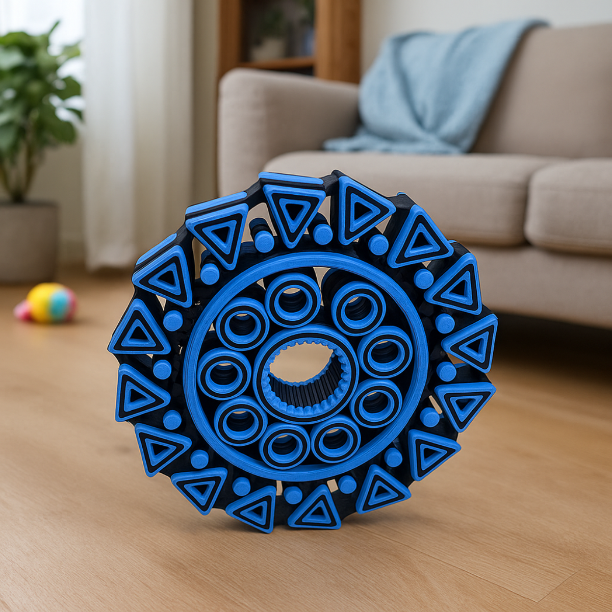Niebieski Spinner Geometryczny – Fidget 3D z Ruchomymi Elementami