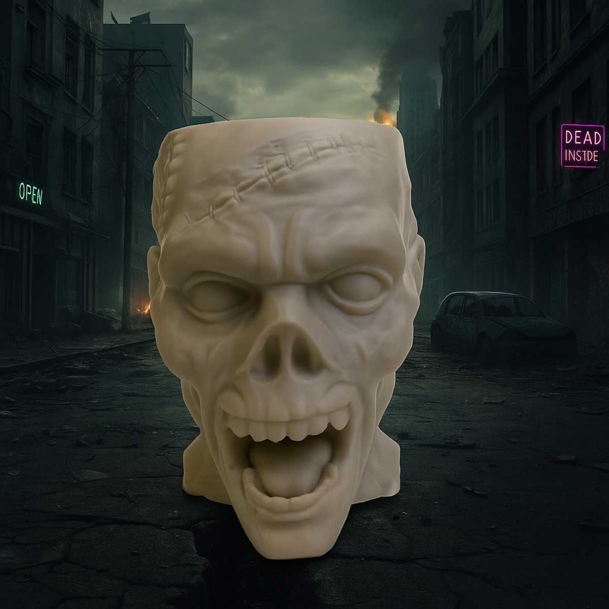 Kubek Zombie – Straszna Figurka 3D z Otwartą Paszczą