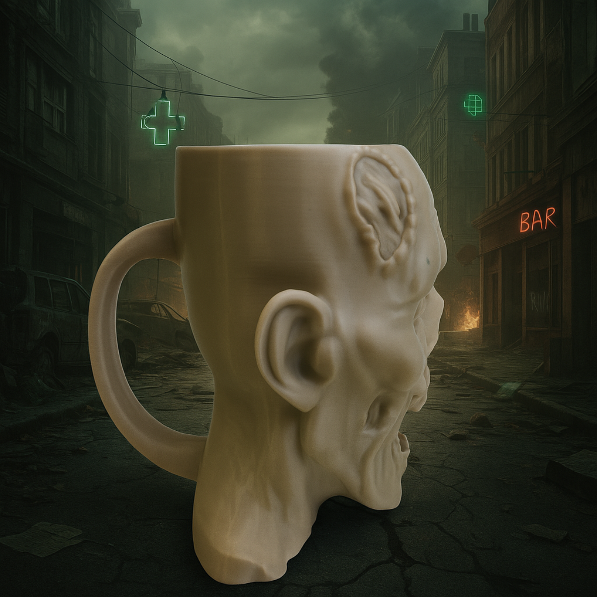 Kubek Zombie – Straszna Figurka 3D z Otwartą Paszczą
