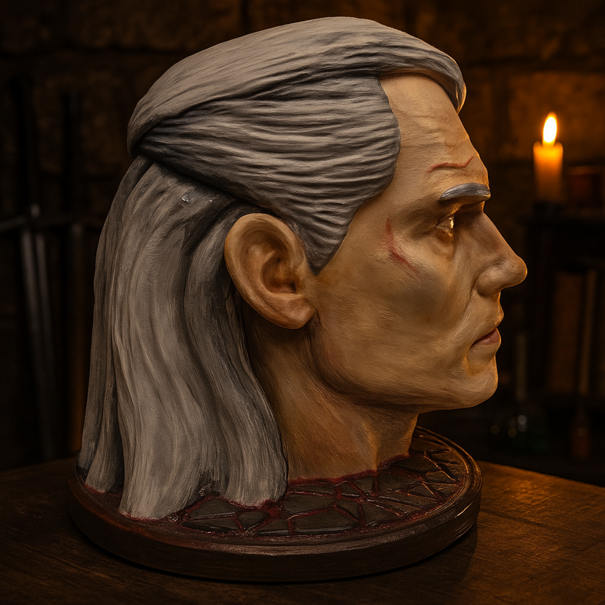 Statuetka Głowa Geralta/uchwyt na słuchawki - Druk 3D