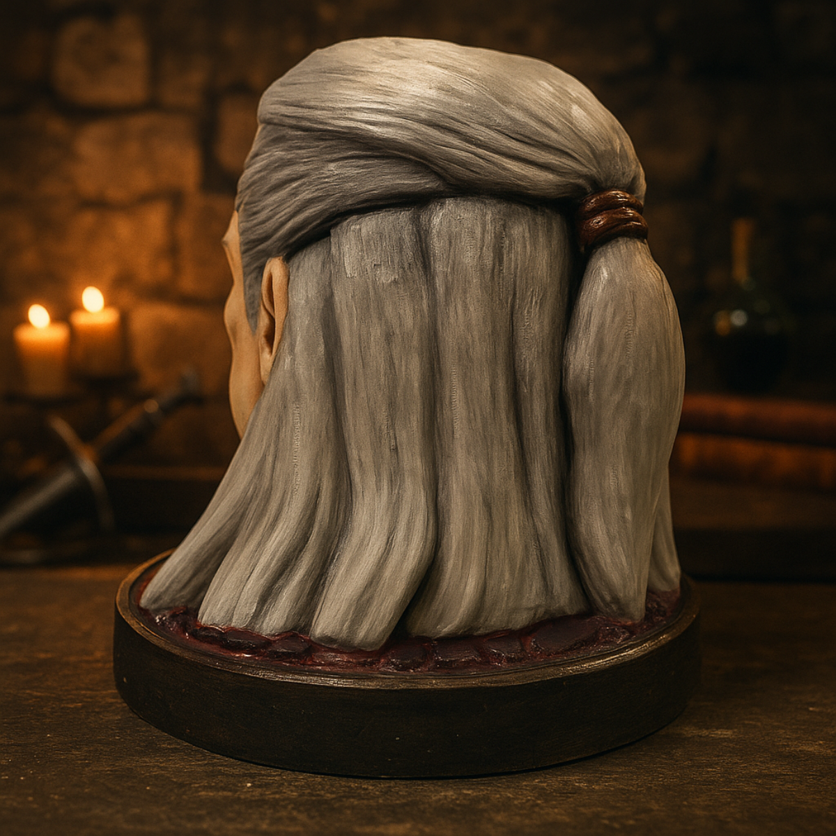 Statuetka Głowa Geralta/uchwyt na słuchawki - Druk 3D