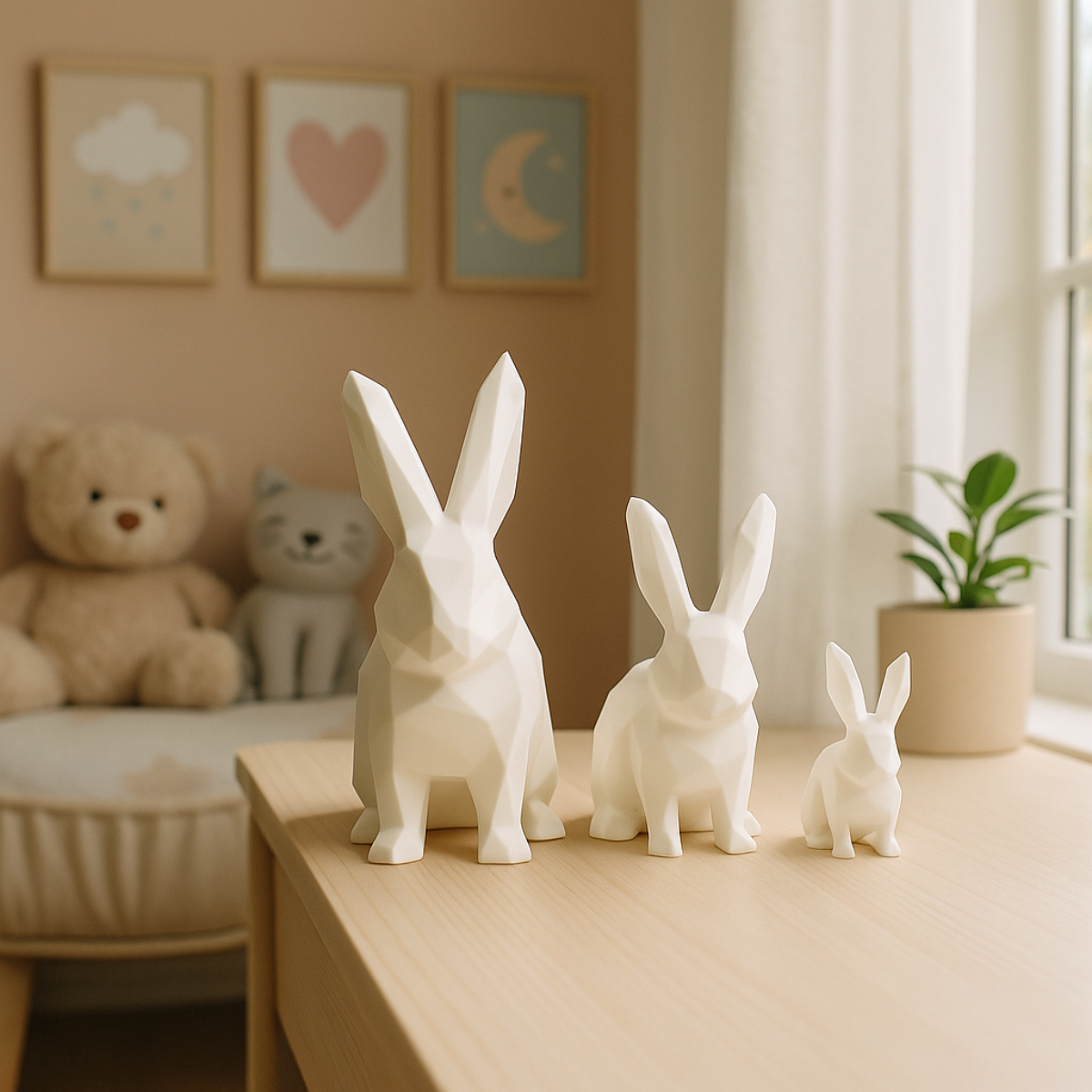 Kanciasty Królik Medium - Dekoracja 3D