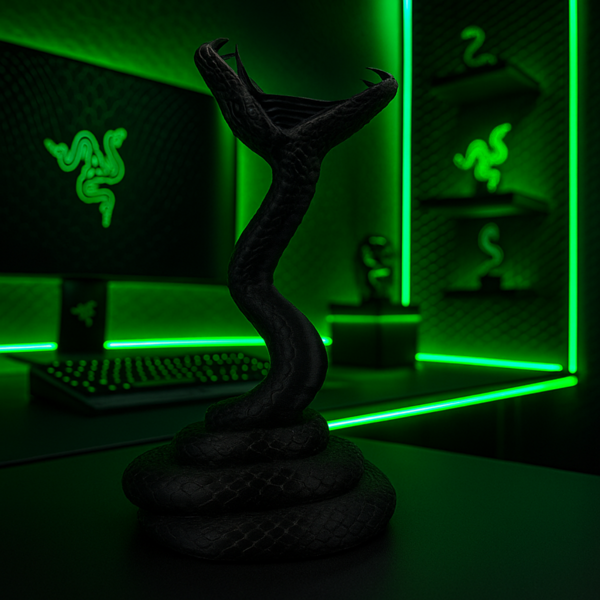 Uchwyt na Słuchawki 3D – Wąż Gotowy do Ataku