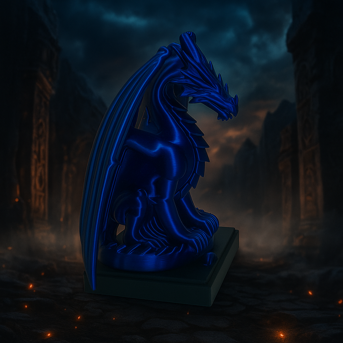 Szmaragdowy Smok – Figurka 3D na Postumencie