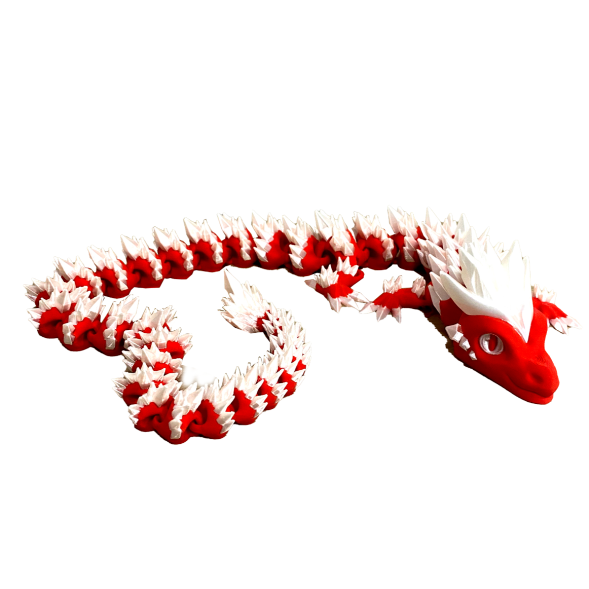 Czerwono-Biały Smok Wschodni z Ruchomym Ciałem – Figurka 3D