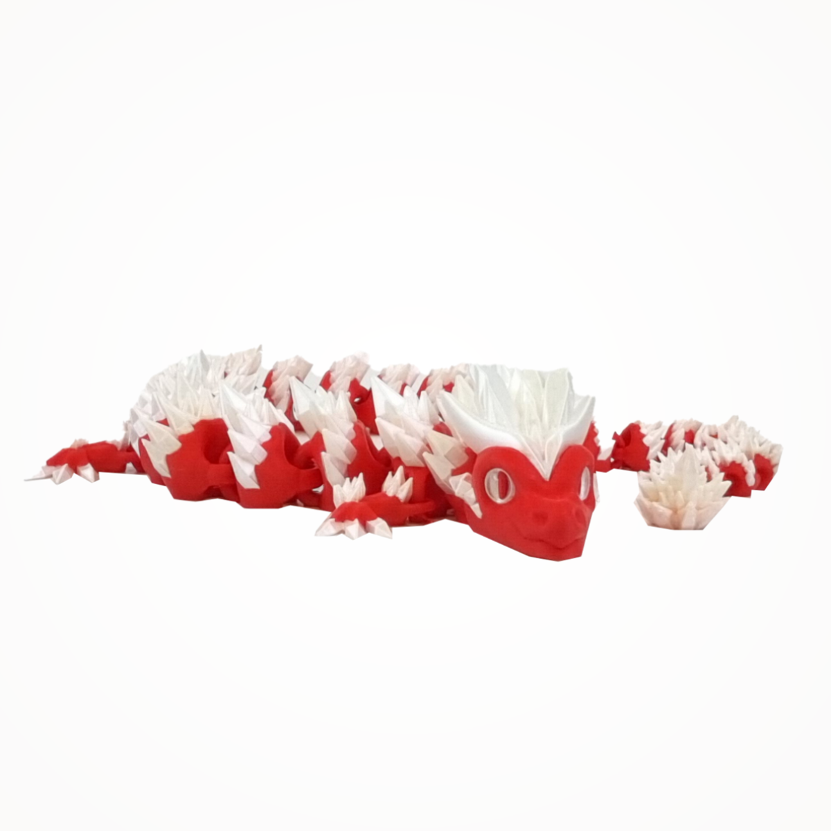 Czerwono-Biały Smok Wschodni z Ruchomym Ciałem – Figurka 3D