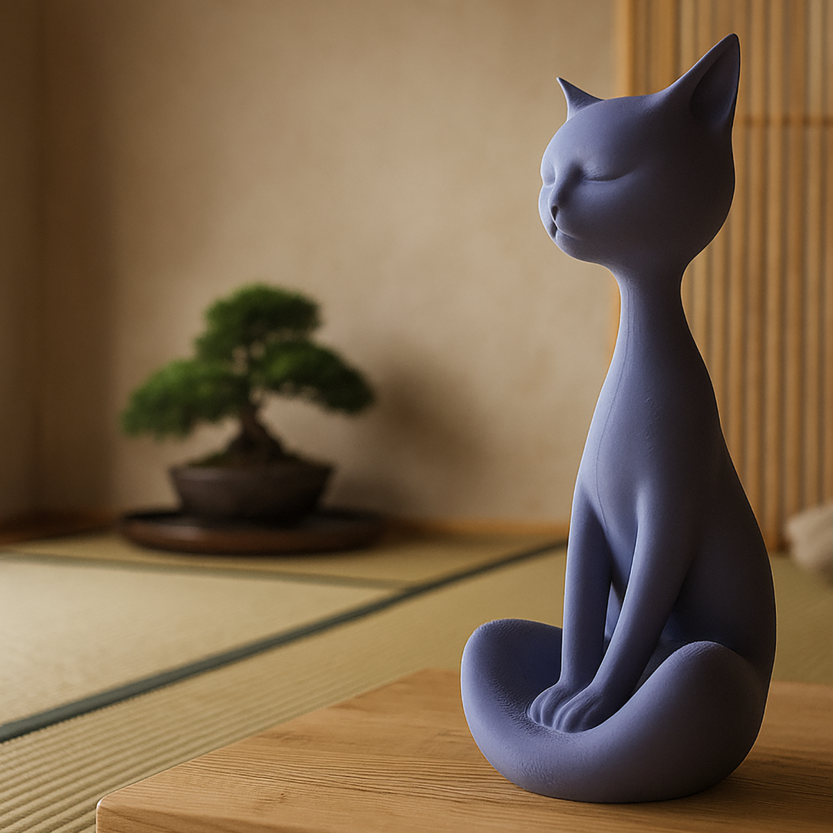 Medytujący Kot - Ozdobna Figurka 3D