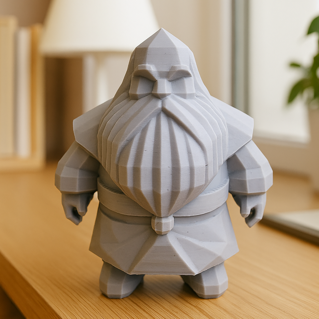 Kanciasty Krasnolud z Dużą Brodą - Figurka 3D