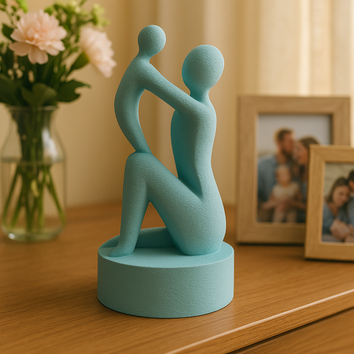 Figurka „Mama z Dzieckiem” – Nowoczesna Dekoracja 3D z Teksturą