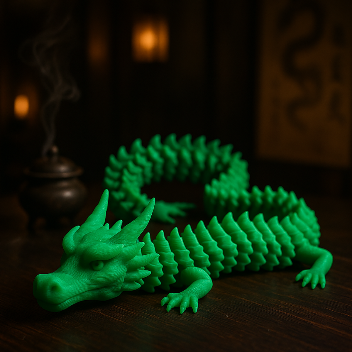 Chiński Smok z Ruchomym Ogonem - Figurka 3D
