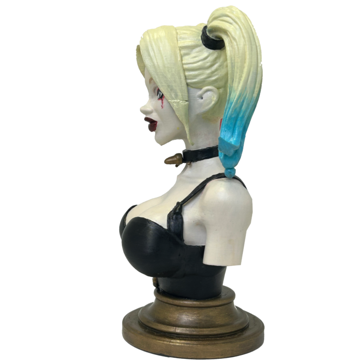 Popiersie Harley Quinn 3D – Kolorowa Rzeźba w Stylu Komiksowym