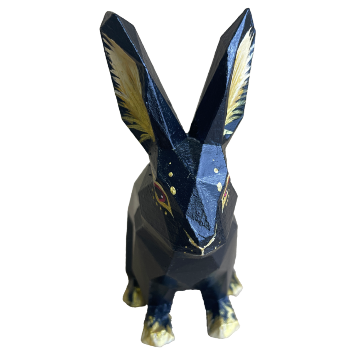 Królik Nocny 3D – Czarno-Złota Figurka Geometryczna
