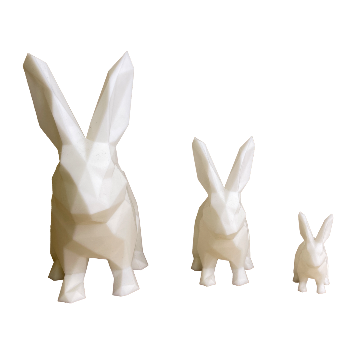 Rodzina Króliczków Low-Poly – Figurka 3D w Stylu Geometrycznym