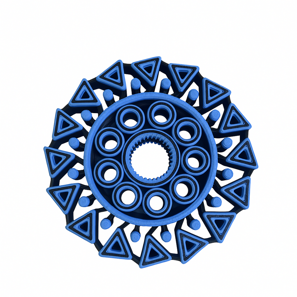 Niebieski Spinner Geometryczny – Fidget 3D z Ruchomymi Elementami