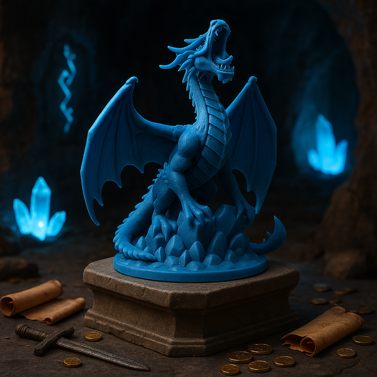 Figurka Smok na Kryształach - Druk 3D