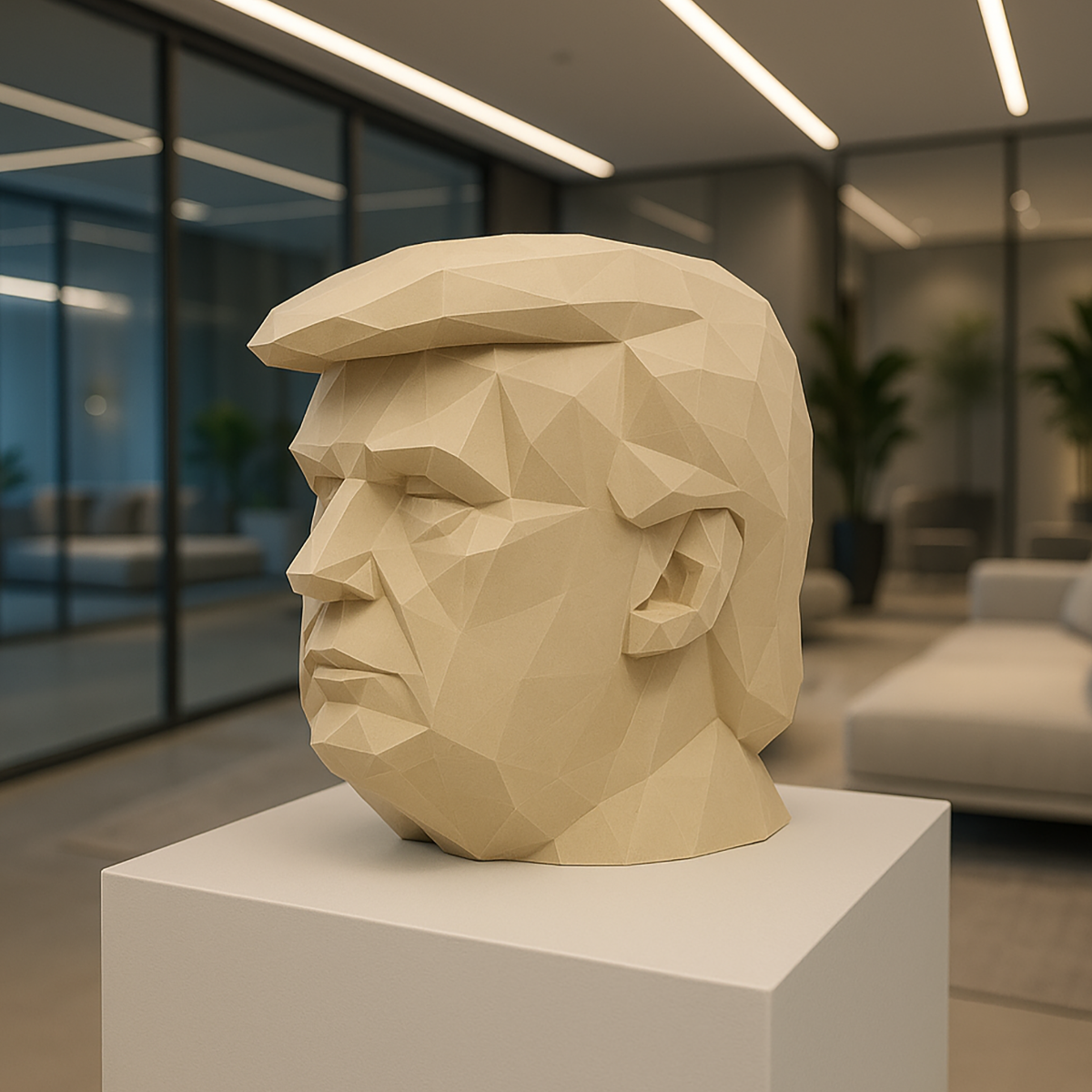 Kanciasta Głowa Donalda Trumpa - Figurka 3D