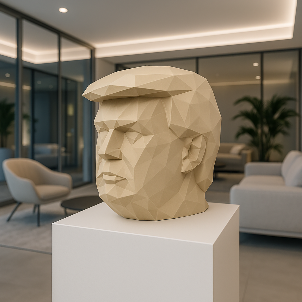 Kanciasta Głowa Donalda Trumpa - Figurka 3D